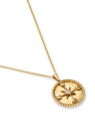Bloomingdale's Fine Collection Diamond Compass Pendant Necklace in 14K Yellow Gold, 0.06 tcw