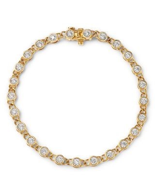 Bloomingdale's Fine Collection Diamond Bezel Tennis Bracelet in 14K White & Yellow Gold, 0.98 tcw