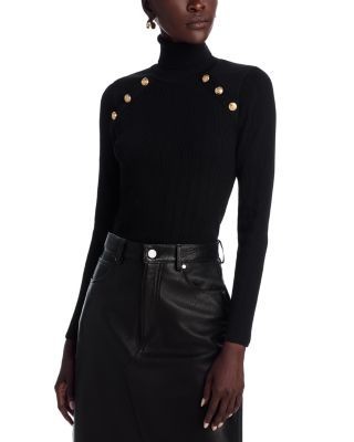 Aqua Button Trim Turtleneck Sweater - Exclusive