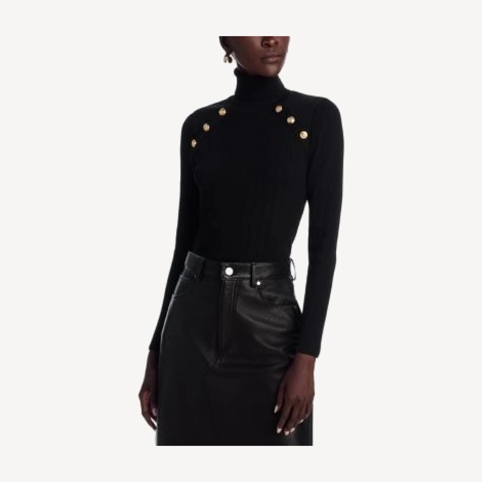 Aqua Button Trim Turtleneck Sweater - Exclusive