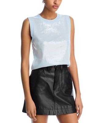 Aqua Sequin Sweater Tank - Exclusive