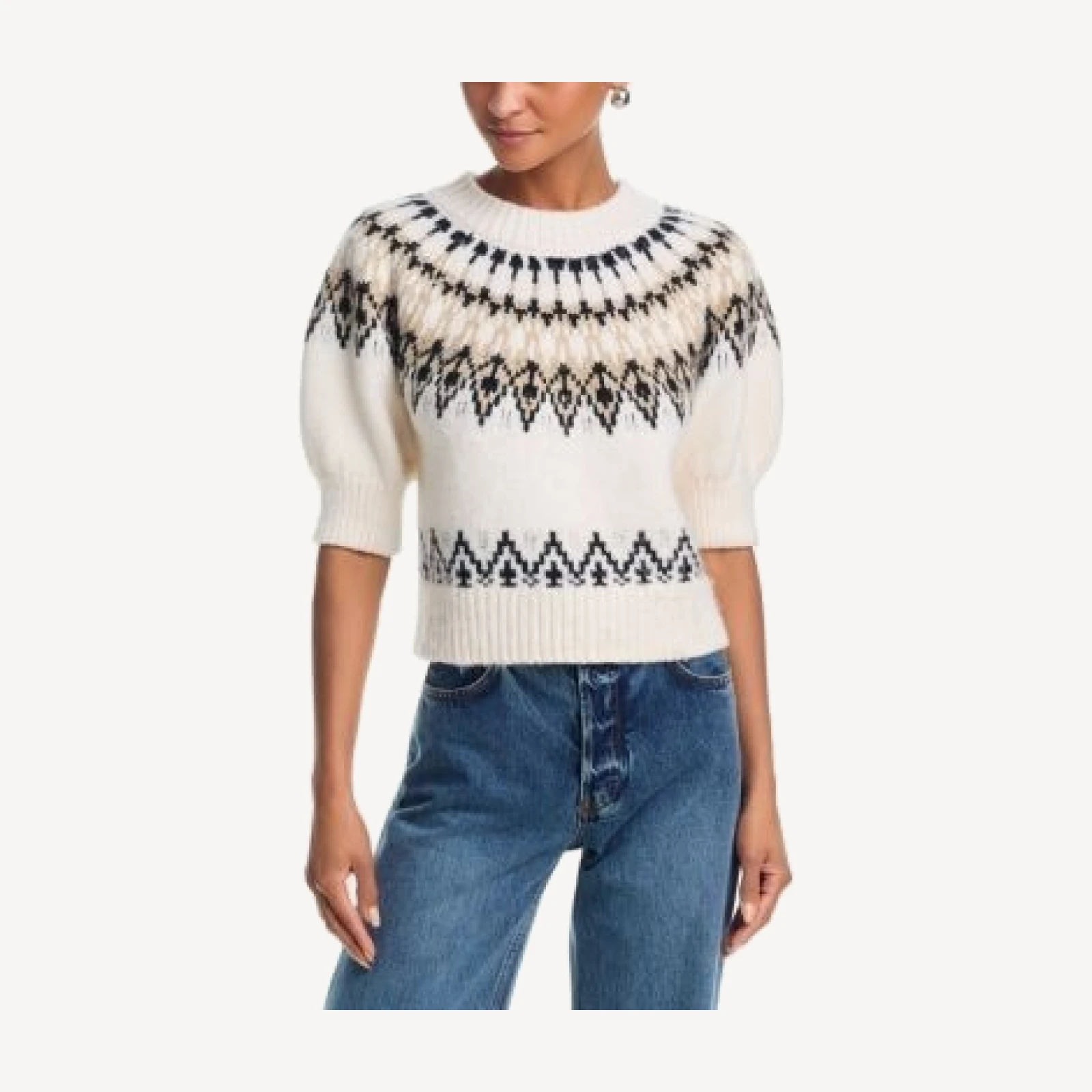 Aqua Short Sleeve Fair Isle Crewneck Sweater - Exclusive