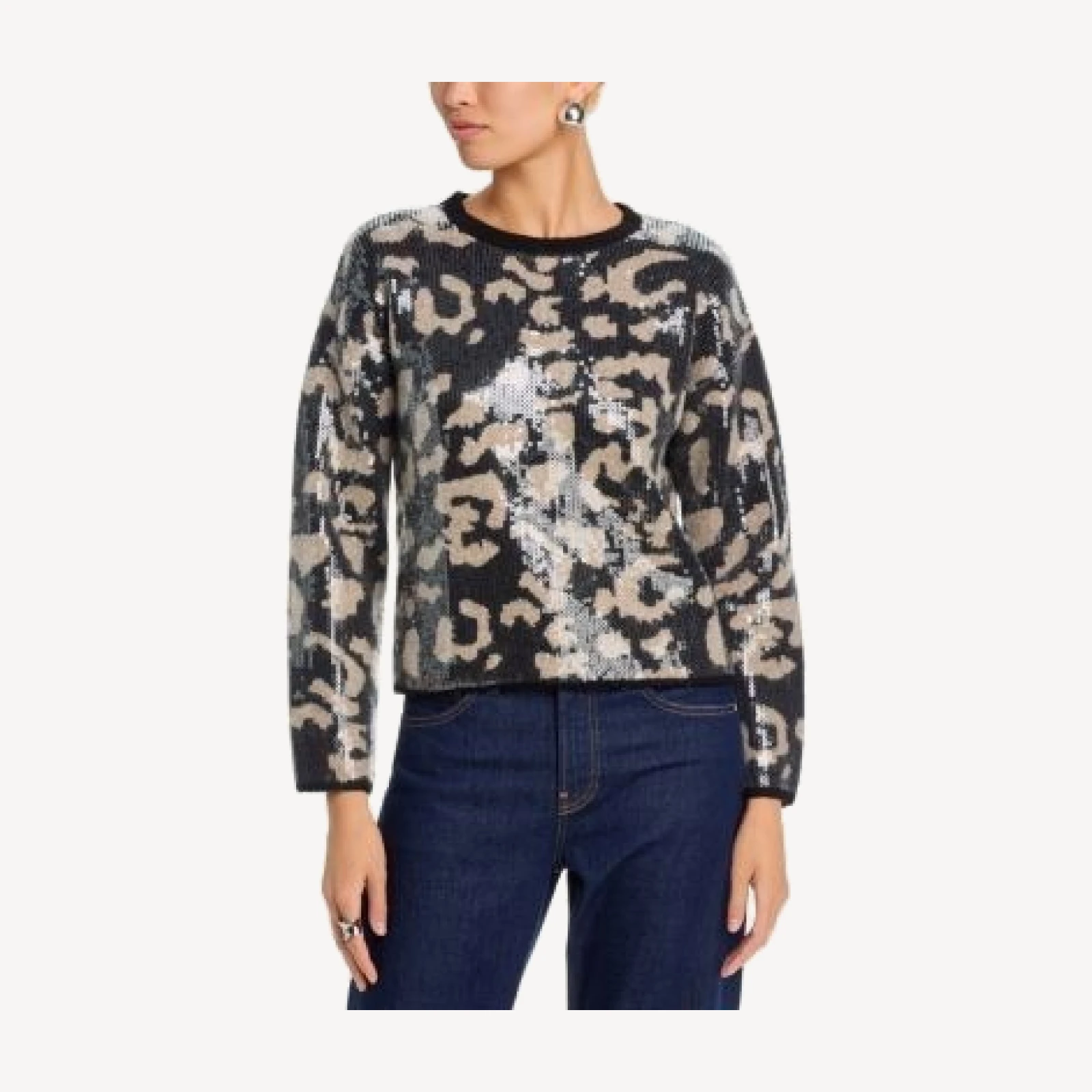 Aqua Sequin Leopard Sweater - Exclusive