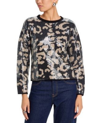 Aqua Sequin Leopard Sweater - Exclusive