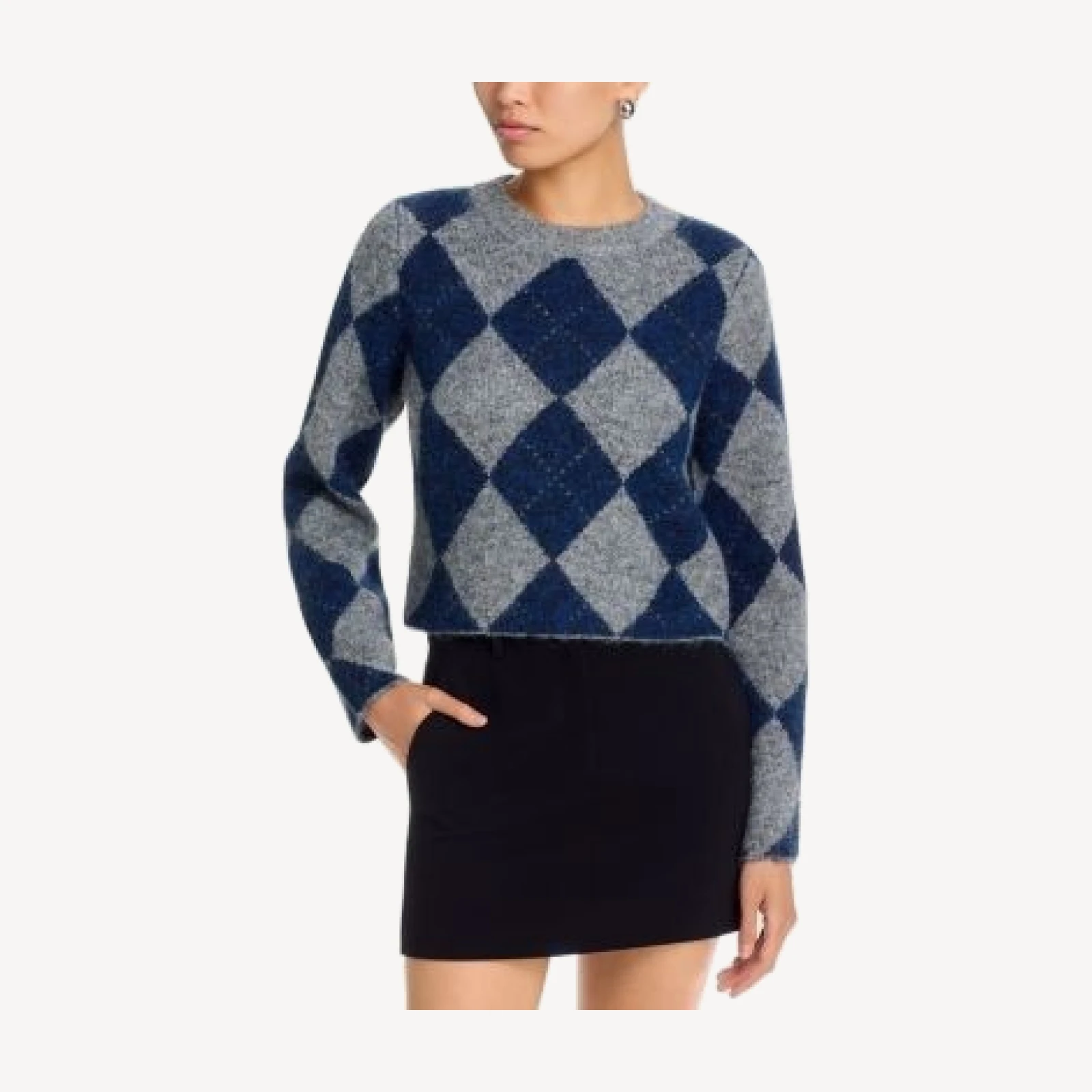 Aqua Argyle Crewneck Long Sleeve Sweater - Exclusive