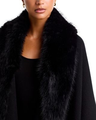Aqua Faux Fur Trim Cape - Exclusive