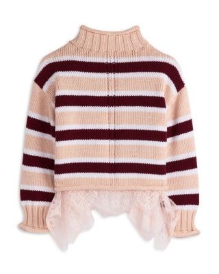 Aqua Girls' Mock Neck Sweater With Lace Trim, Big Kid - Exclusive