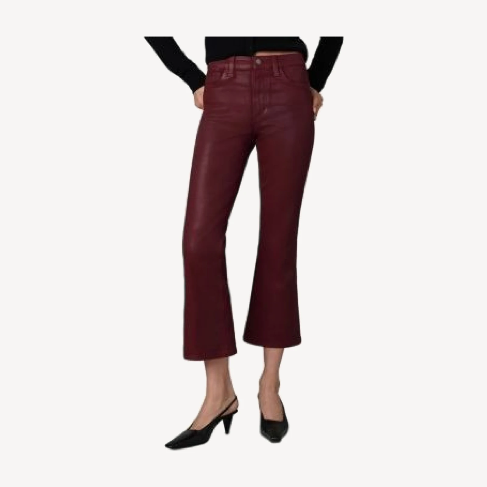 Joe's Jeans The Callie Coated High Rise Cropped Bootcut Jeans in Syrah