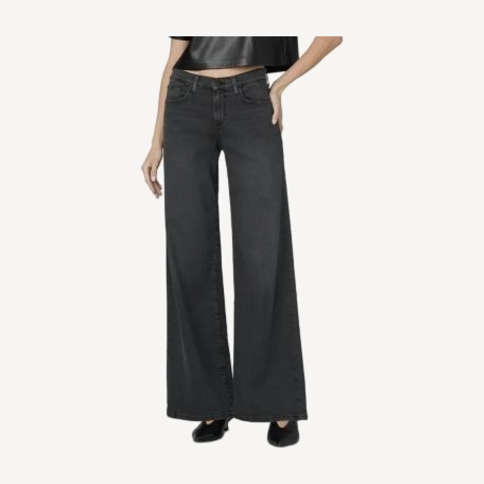 Joe's Jeans The Lou Lou Low Rise Wide Leg Jeans in Black Cat