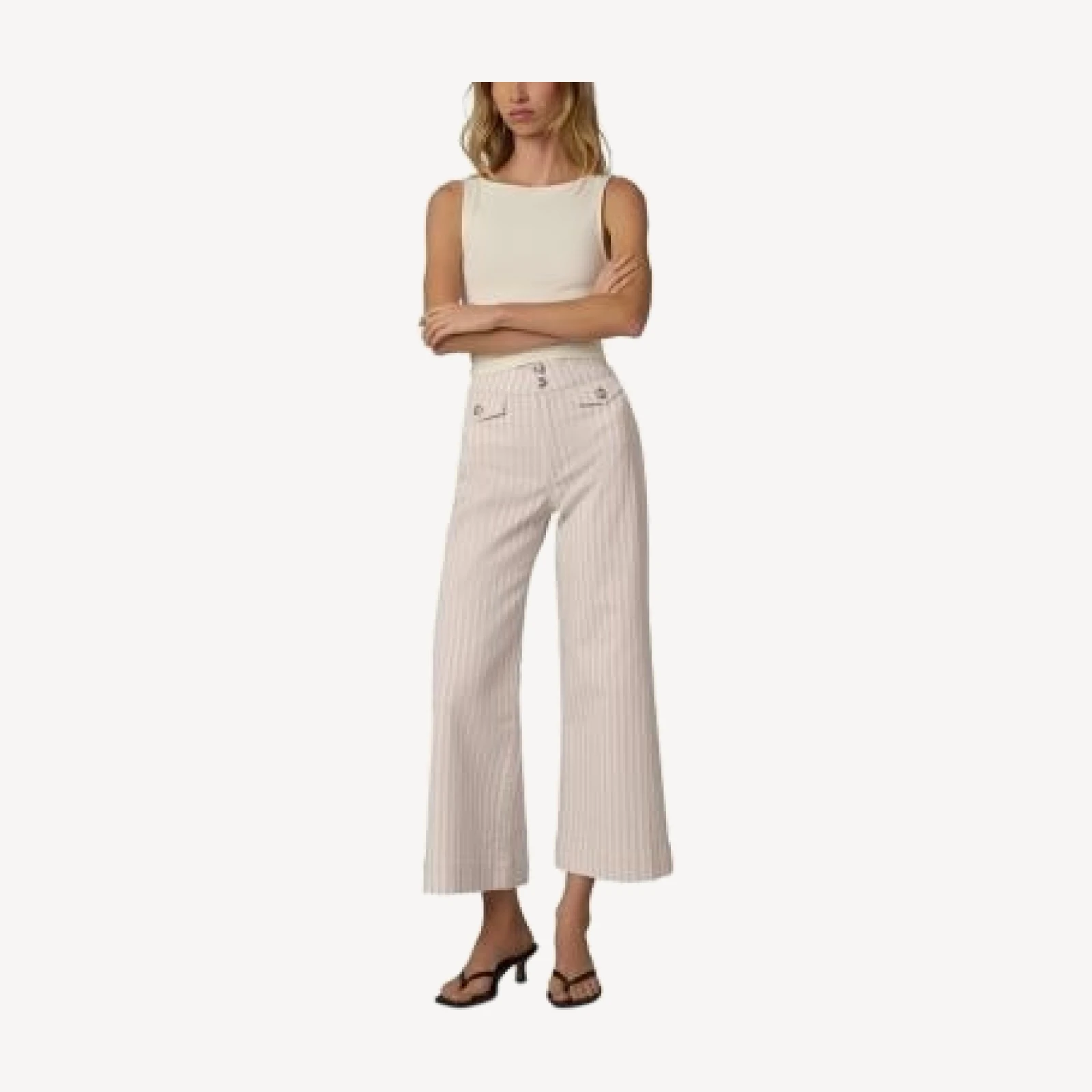 Joe's Jeans The Ellia Ankle Wide Leg Jeans in Natural Stripe