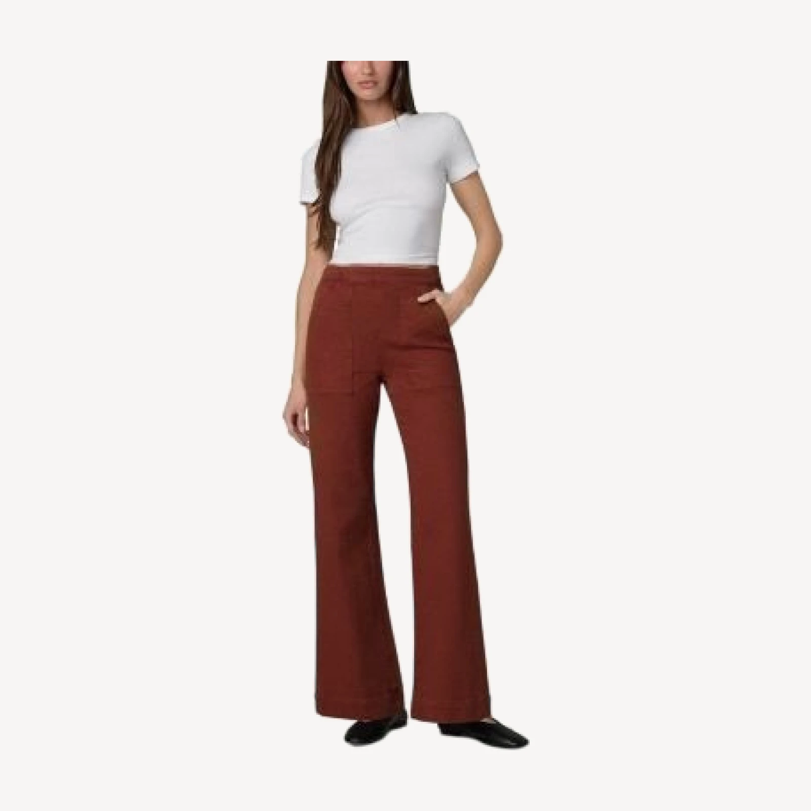 Joe's Jeans The Side Zip High Rise Wide Leg Jeans in Chili Oil