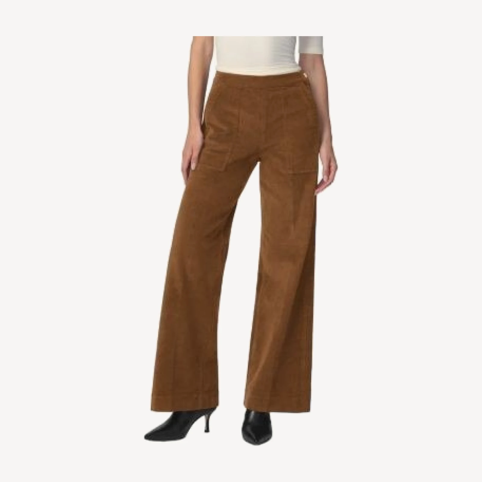 Joe's Jeans The Corduroy High Rise Side Zip Wide Leg Jeans in Bronze Brown