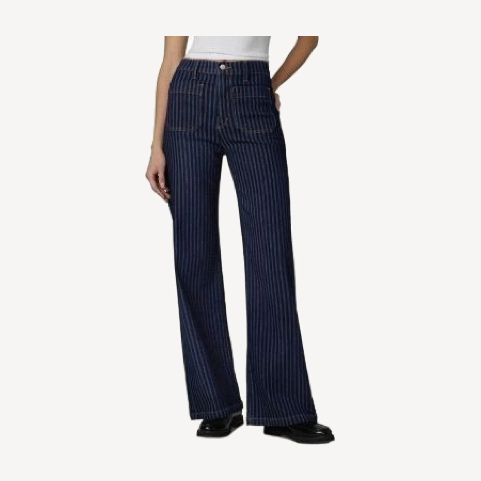 Joe's Jeans The Mia Patch Pocket High Rise Wide Leg Jeans in Indigo Stripe