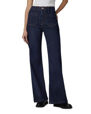 Joe's Jeans The Mia Patch Pocket High Rise Wide Leg Jeans in Indigo Stripe