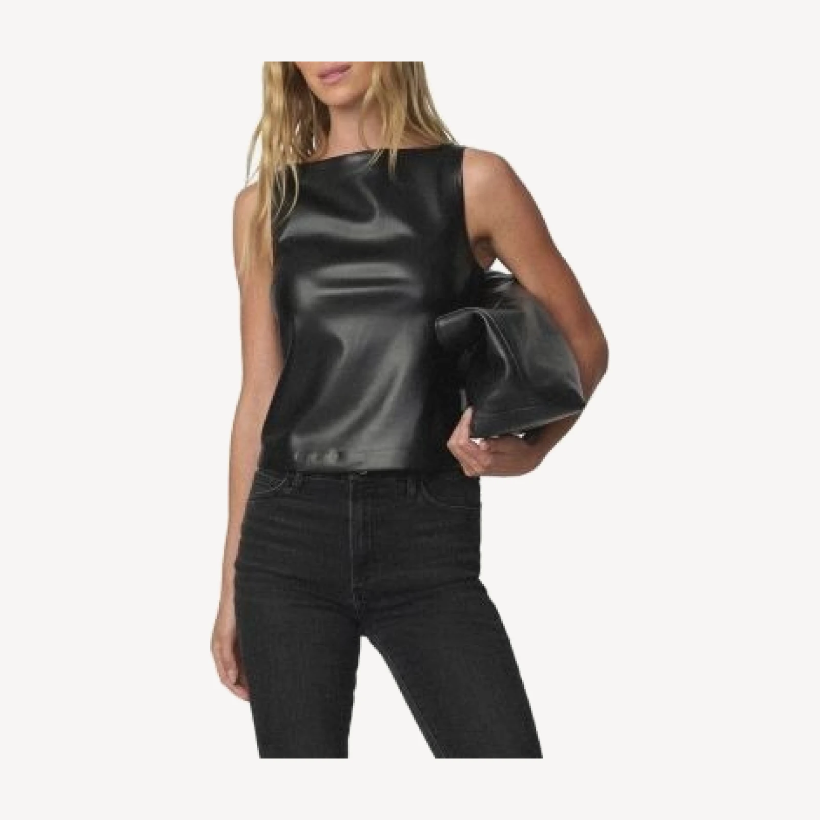 Joe's Jeans Faux Leather Boat Neck Tank Top