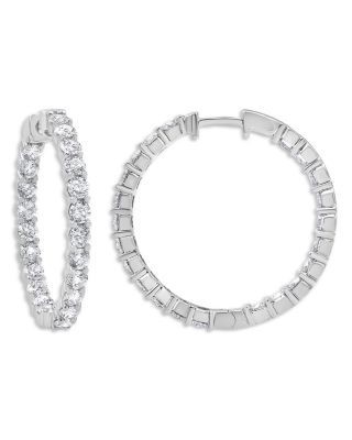 Bloomingdale's Fine Collection Diamond Inside-Out Hoop Earrings in 14K White Gold, 4.0 tcw