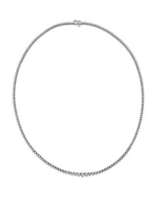 Bloomingdale's Fine Collection Diamond Graduated Tennis Necklace in 18K White Gold, 5.2 tcw