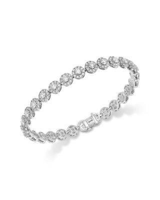 Bloomingdale's Fine Collection Certified Diamond Halo Tennis Bracelet in 14K White Gold, 7.0 tcw
