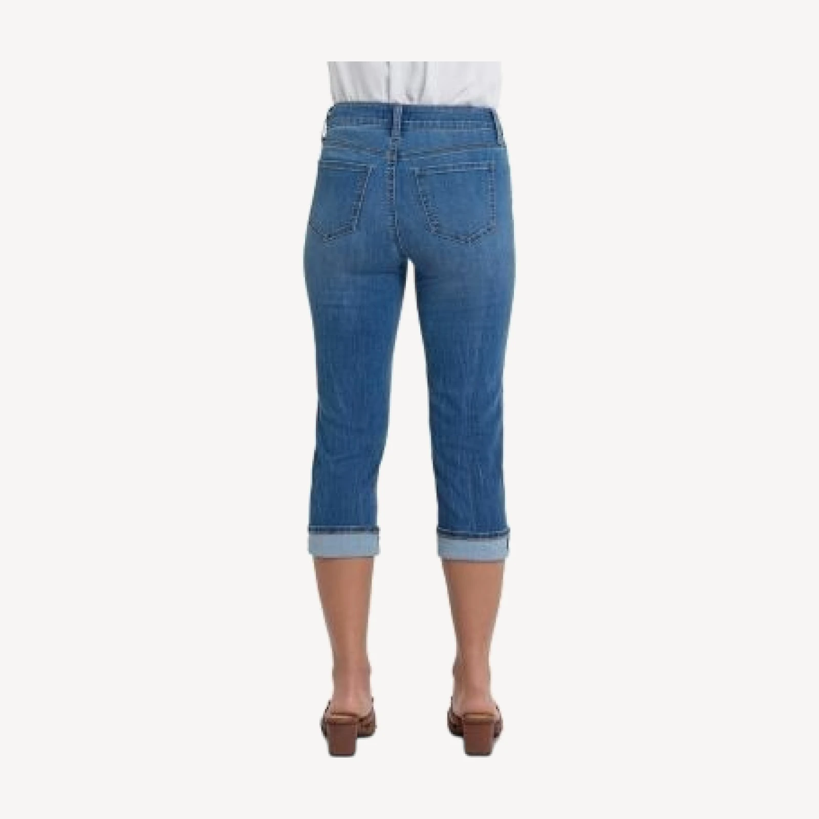 Nydj Marilyn Cuffed Straight Leg Cropped Jeans in Lakefront