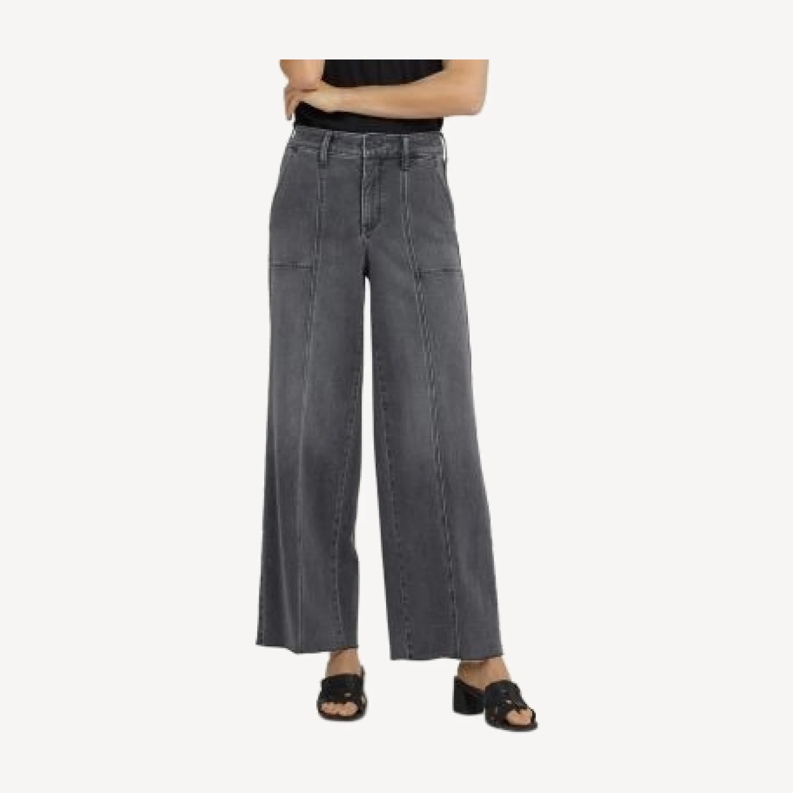 Nydj Simone High Rise Wide Leg Trouser Jeans in Dusty Ash