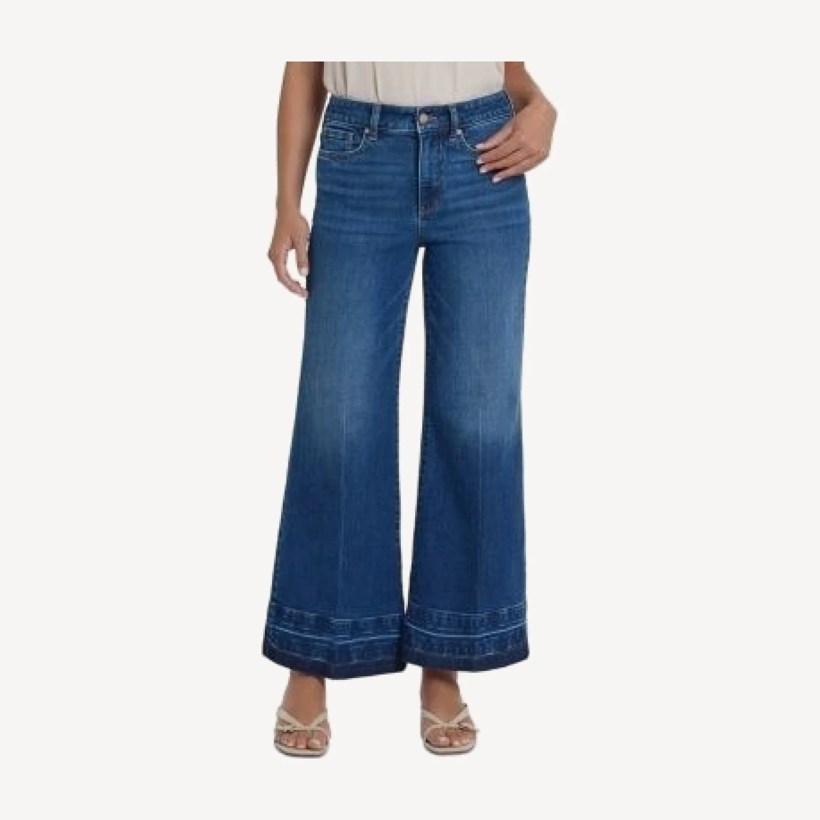 Nydj Mia High Rise Palazzo Ankle Contrast Jeans in Trail Land