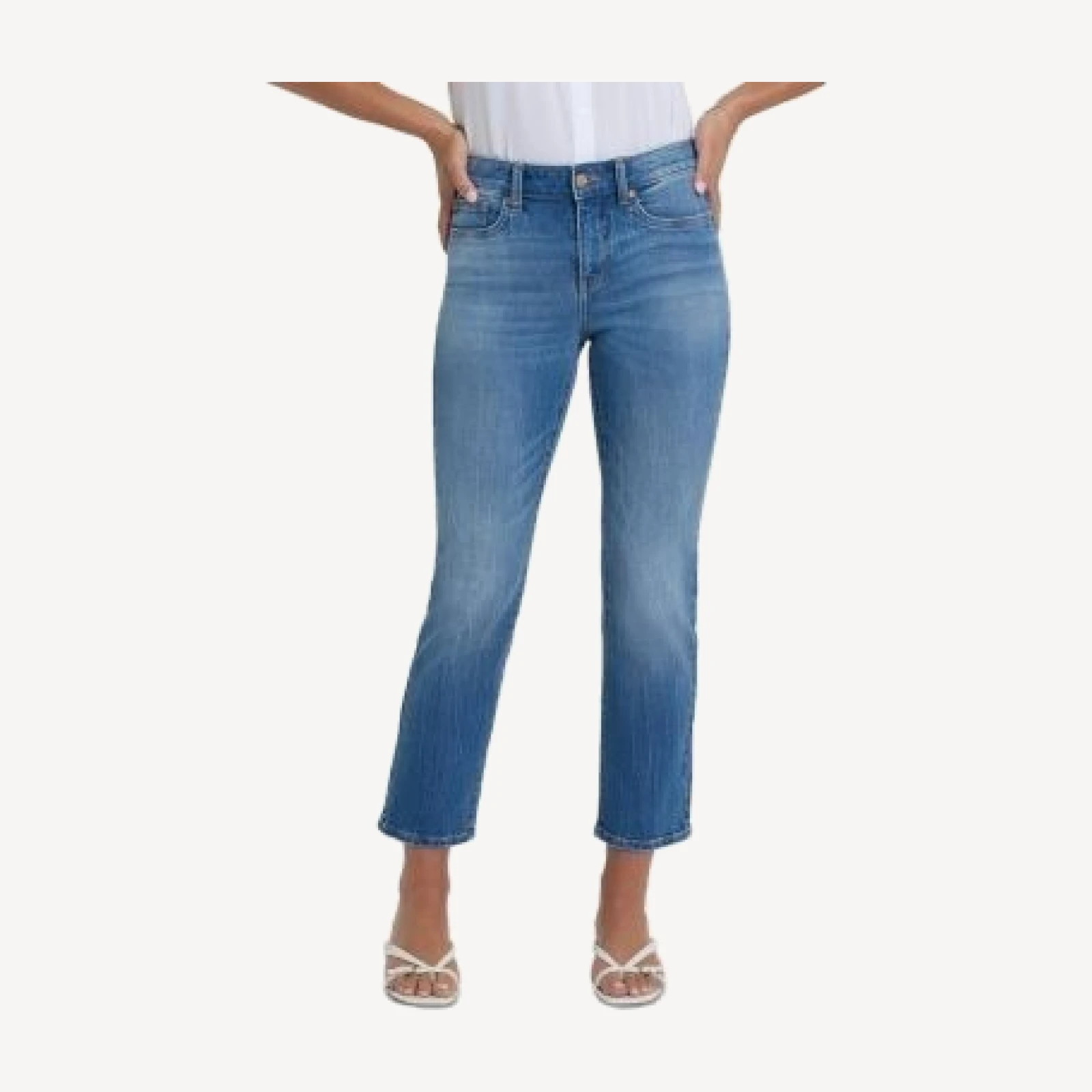 Nydj Marilyn Floral Pocket High Rise Straight Ankle Jeans in Pacifica