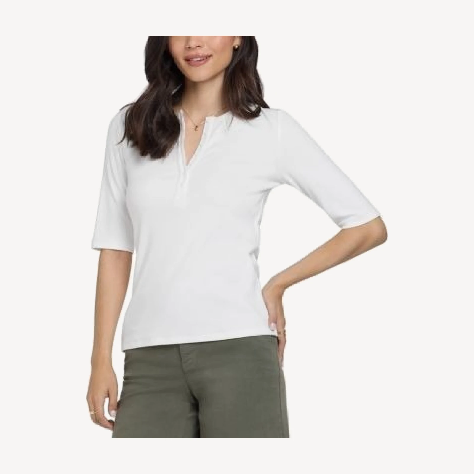 Nydj Ribbed Elbow Sleeved Henley Top