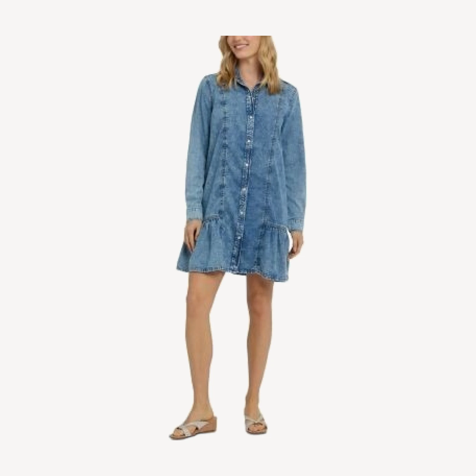Nydj Ruffle Hem Denim Shirtdress