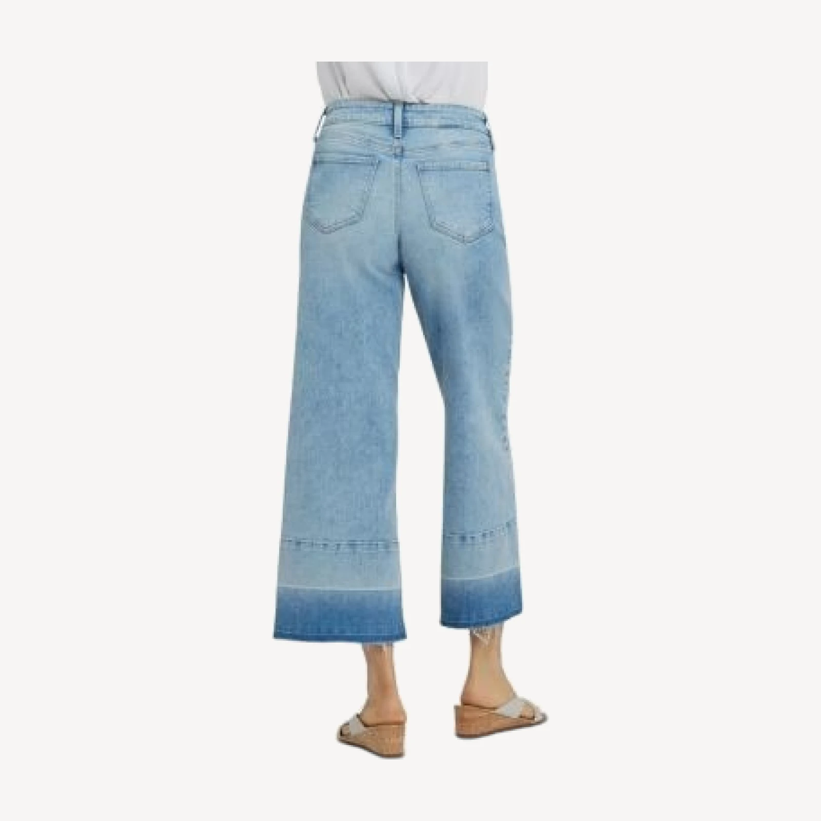 Nydj Teresa High Rise Wide Leg Shadow Hem Jeans in Oasis Sand