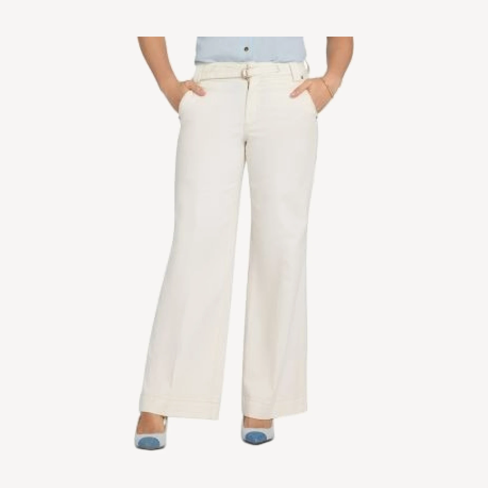 Nydj Mia High Rise Palazzo D Ring Jeans in Vintage White