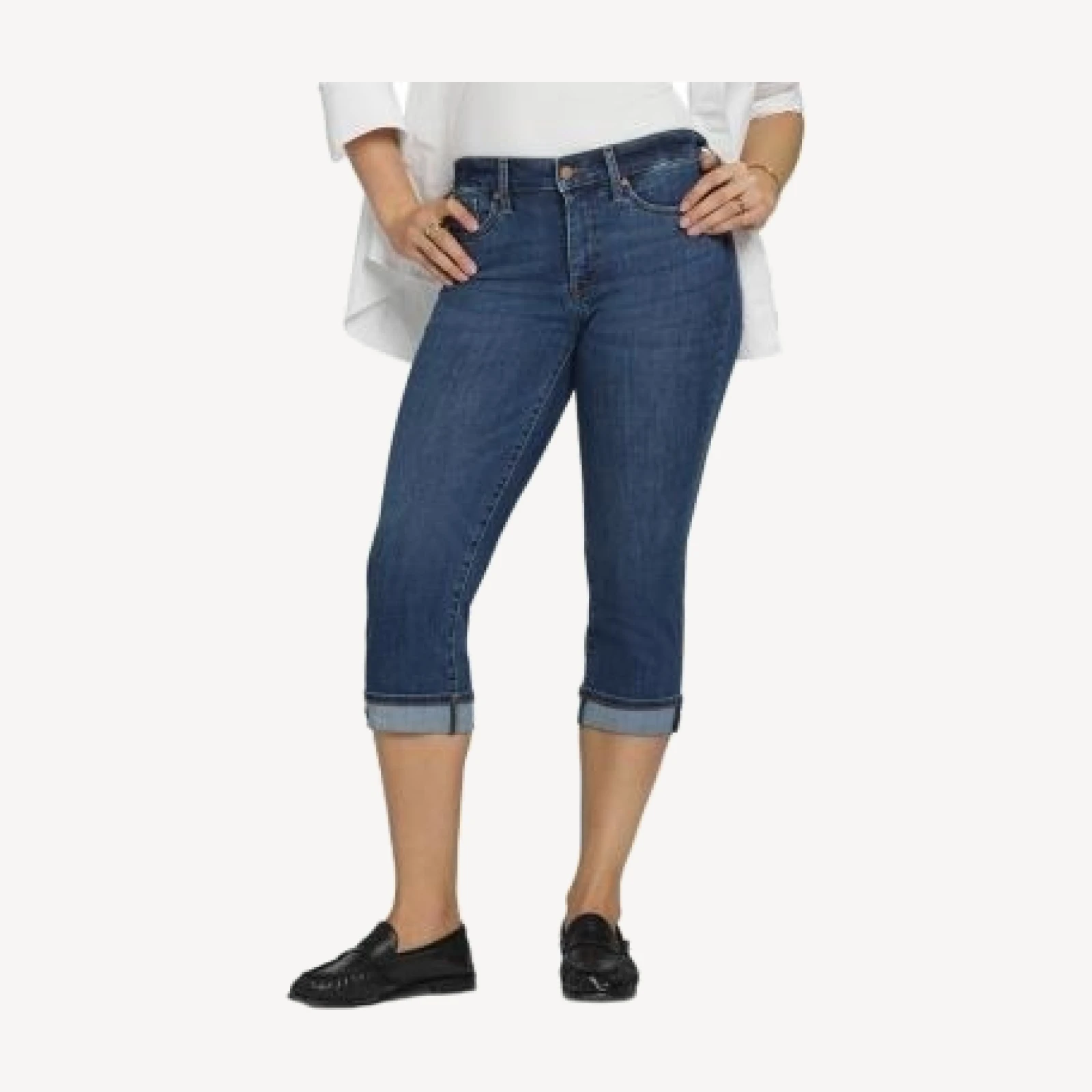 Nydj Petite Marilyn High Rise Cropped Straight Jeans in Blue Ridge
