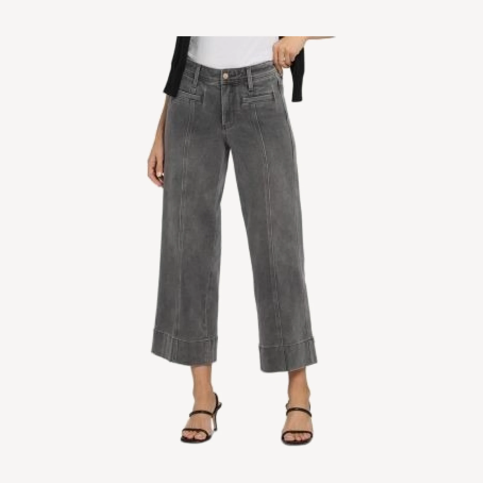 Nydj Teresa Front Seam High Rise Wide Leg Ankle Jeans in Dusty Ash
