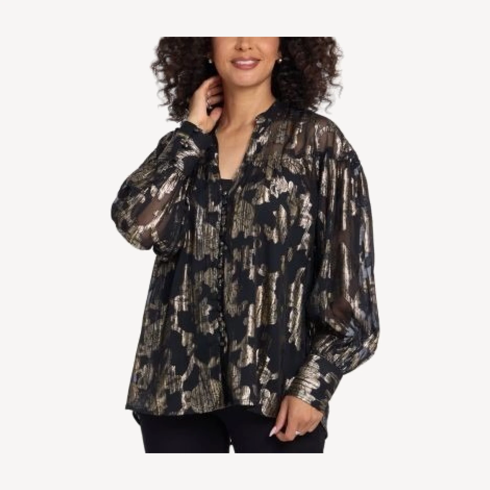 Nydj Anika Metallic Jacquard Blouse