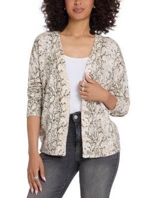 Nydj Printed V Neck Cropped Cardigan