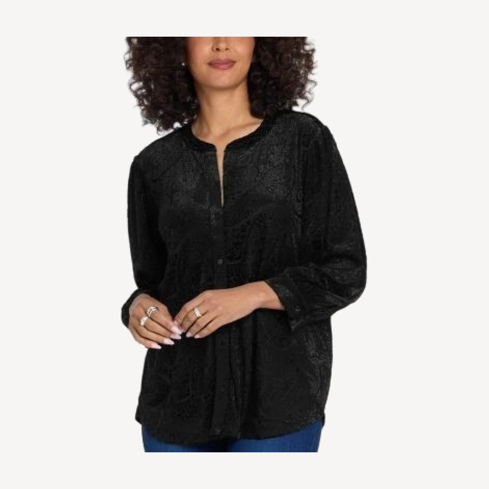 Nydj Bonnie Burnout Velvet 3/4 Sleeve Blouse