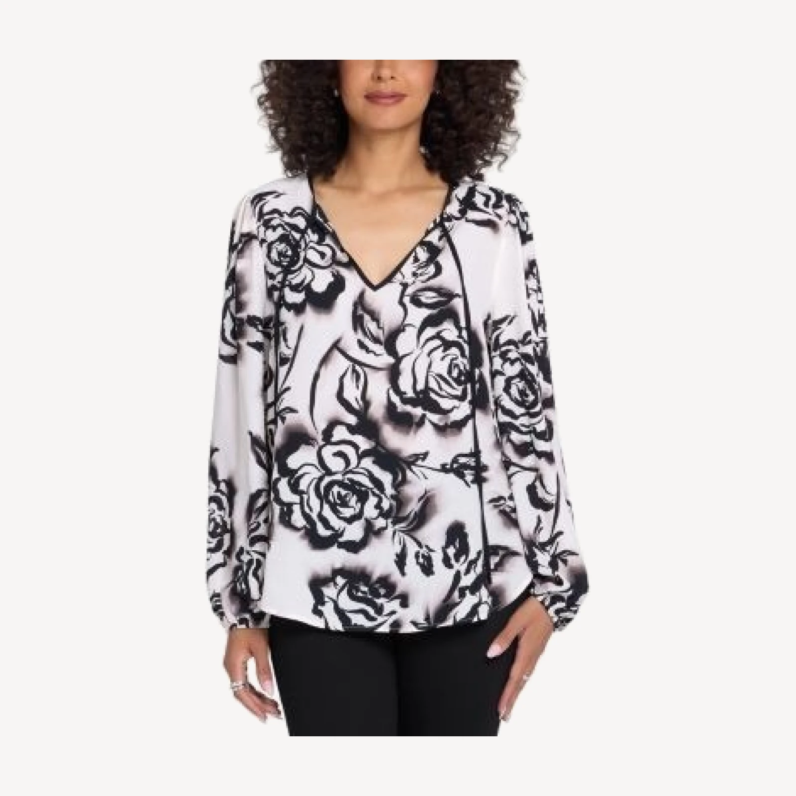 Nydj Elsie Floral Tie Neck Blouse