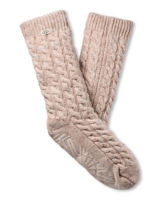 Ugg Elowyn Cable Knit Fleece Grip Socks