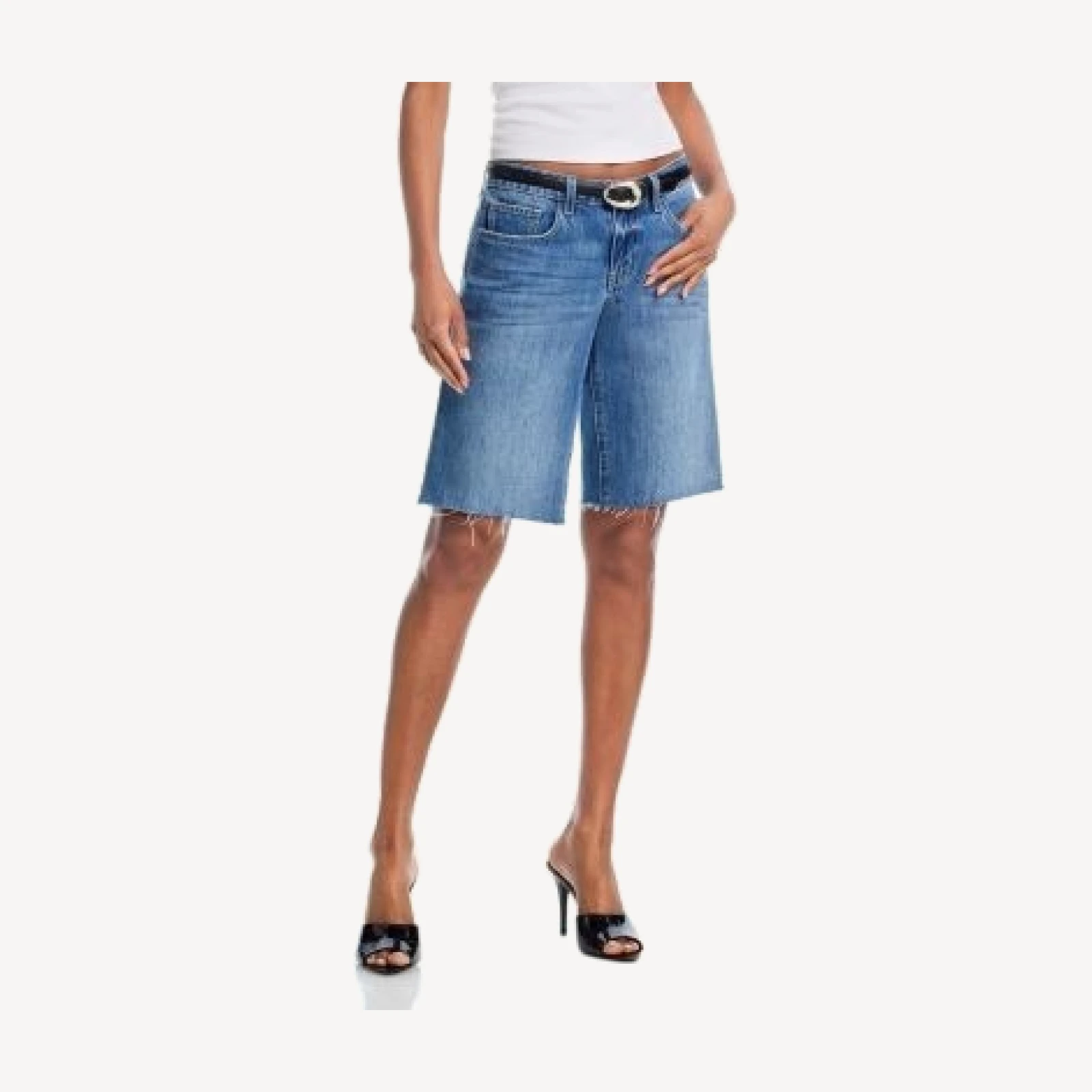 L'Agence Elise Low Rise Denim Bermuda Shorts