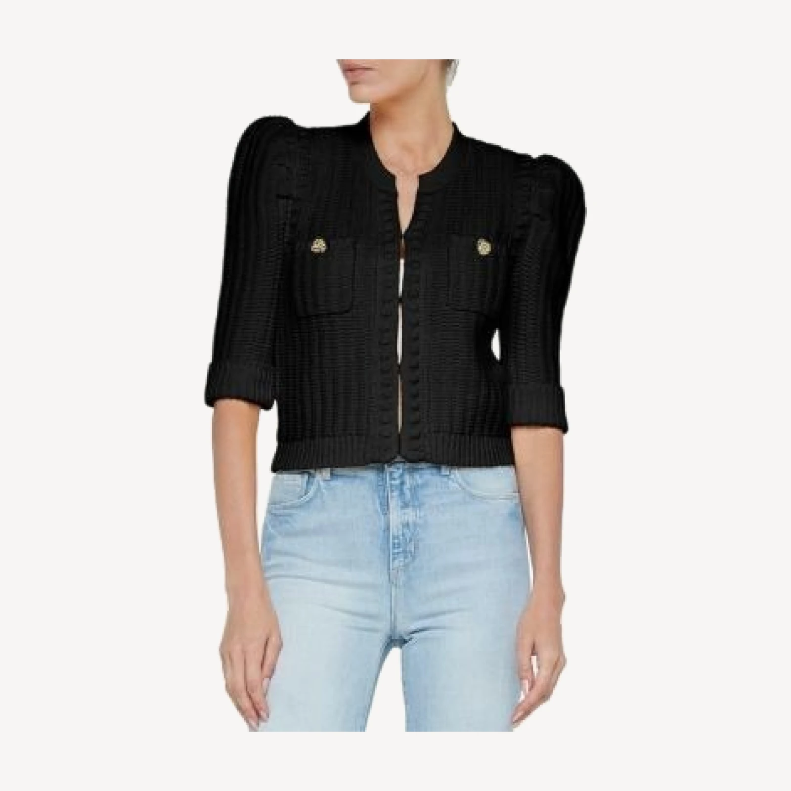 L'Agence Delilah Crop Textured Cardigan