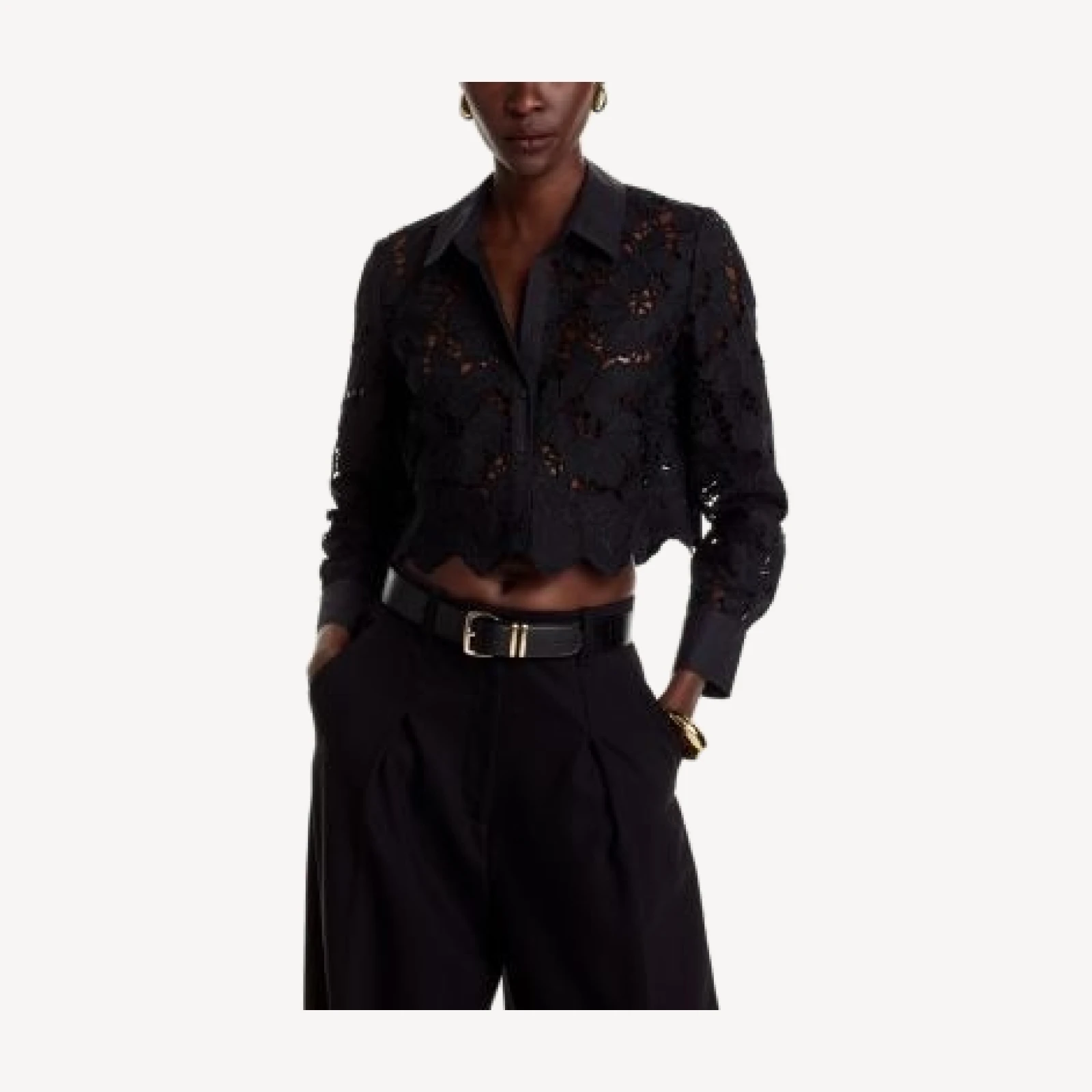 L'Agence Seychelle Lace Button Front Shirt