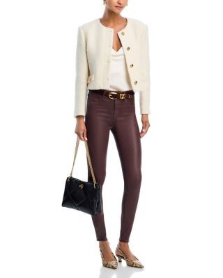 L'Agence Marguerite High Rise Coated Skinny Jeans in Chocolate