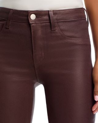 L'Agence Marguerite High Rise Coated Skinny Jeans in Chocolate