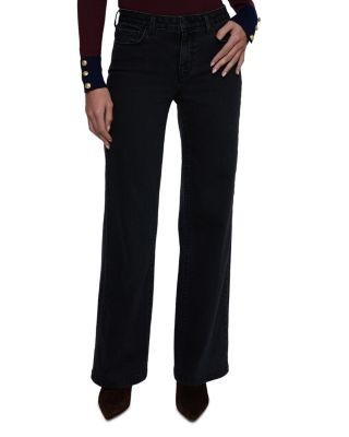 L'Agence Scottie High Rise Wide Leg Jeans in Washed Black