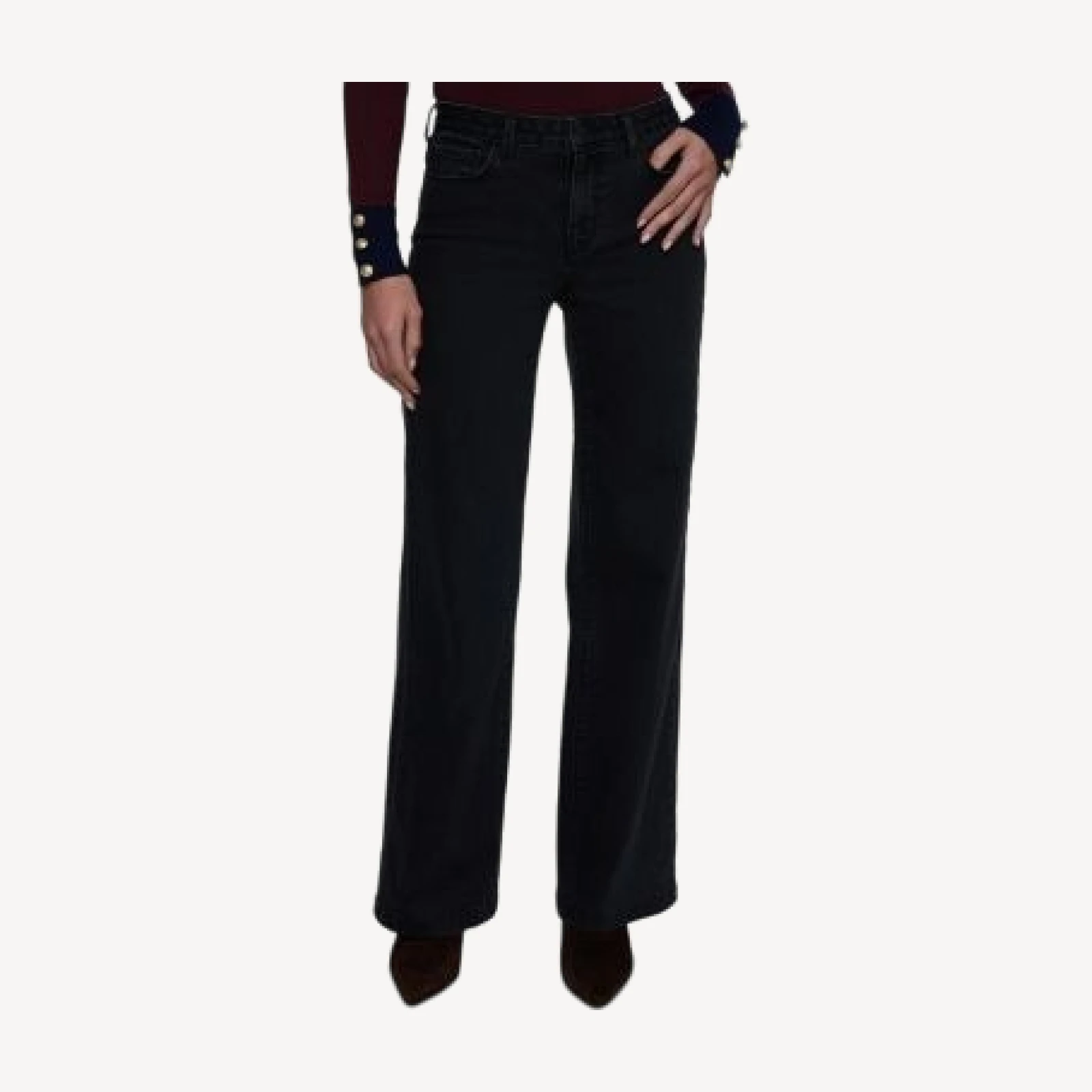 L'Agence Scottie High Rise Wide Leg Jeans in Washed Black