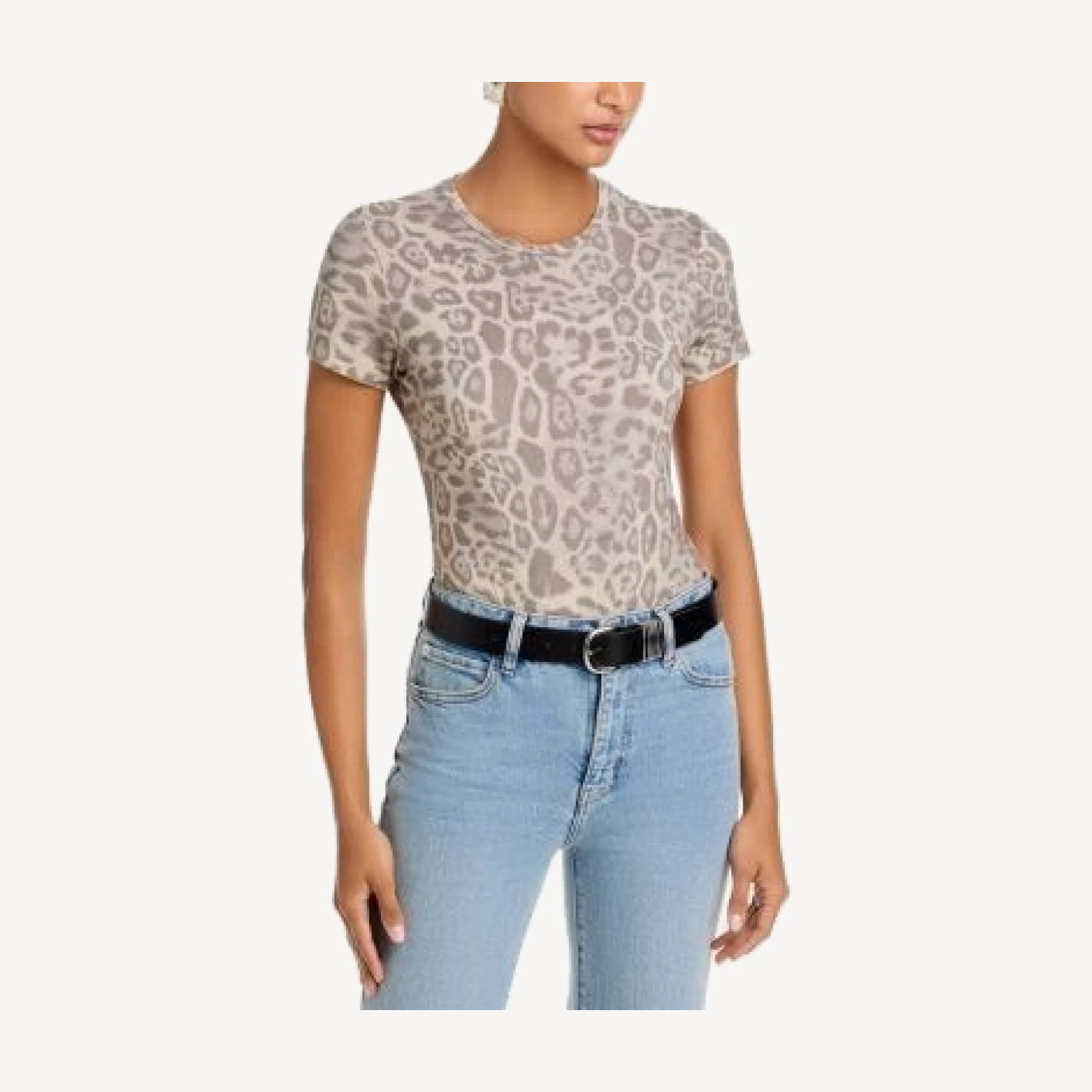 L'Agence Ressi Leopard Print Crewneck Tee