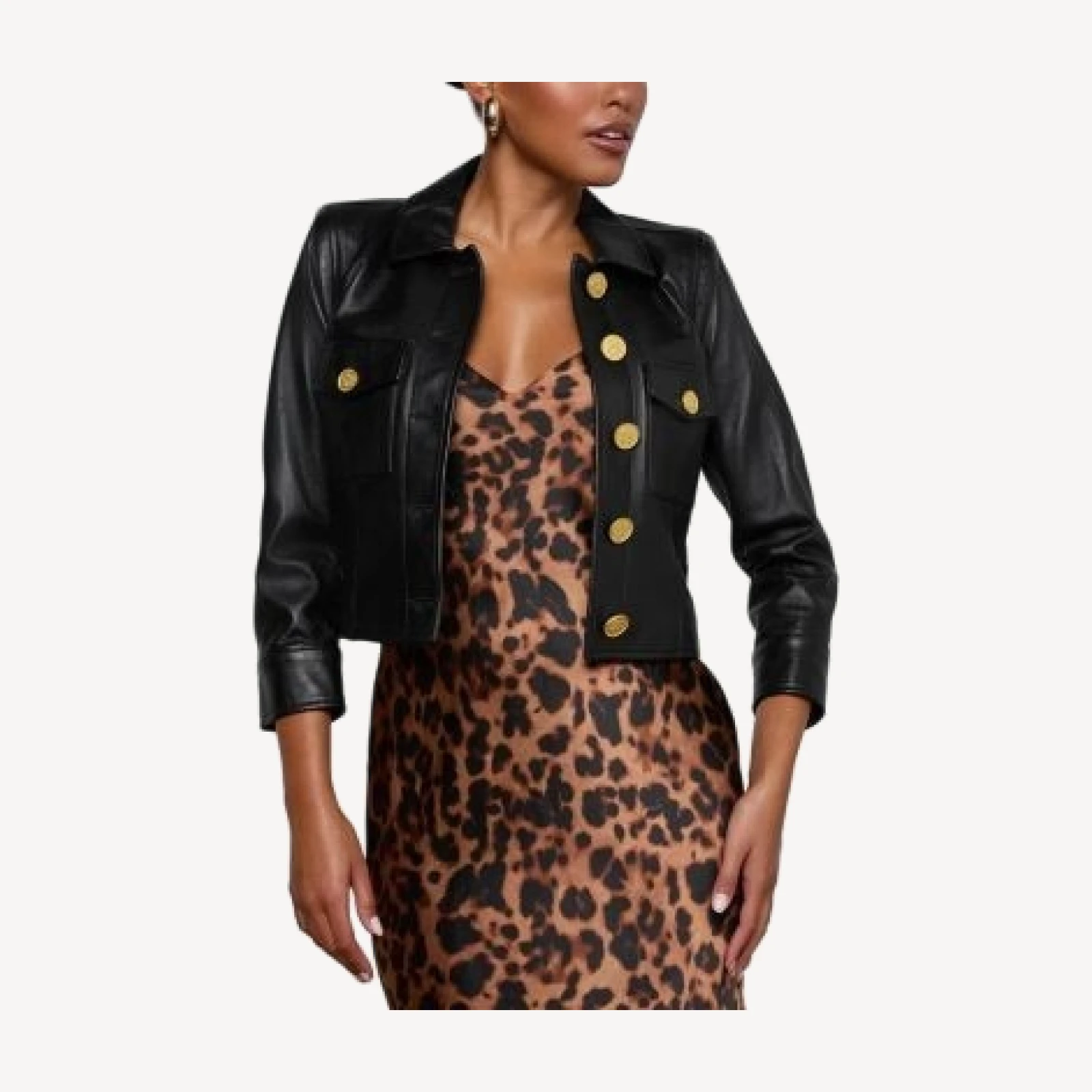 L'Agence Kumi Cropped Leather Jacket