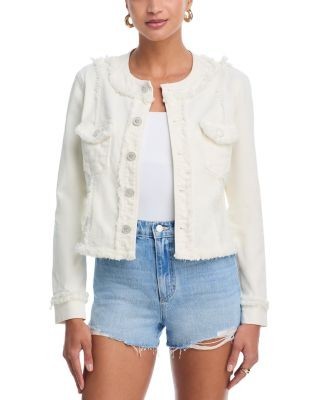 L'Agence Yarin Collarless Fray Jacket