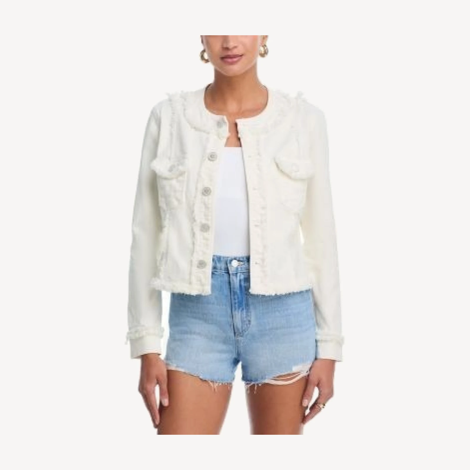L'Agence Yarin Collarless Fray Jacket