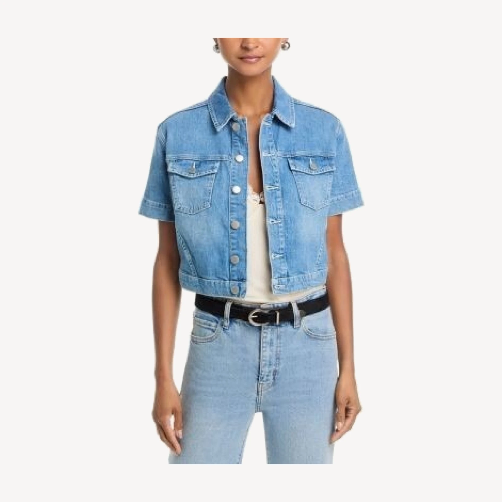 L'Agence Kirstie Short Sleeve Crop Denim Jacket