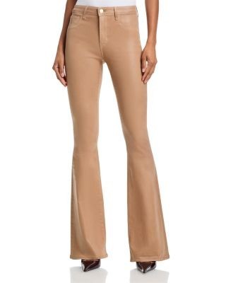 L'Agence Marty Ultra High Rise Flare Leg Jeans in Cappuccino